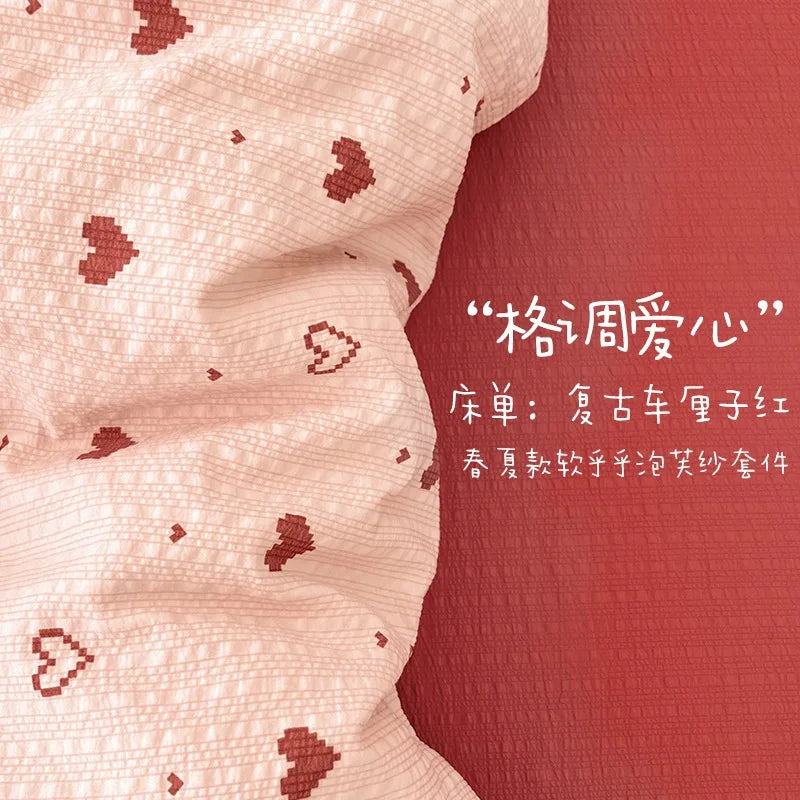 2026 New Lovely Bedding Set King Queen for Home Bedroom Decoration Single-bed for School Dormitory Comfortable Duvet Cover Set