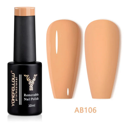 YOKEFELLOW Blushimmer 10ml translucent pink gel nail polish with high-quality soak-off UV gel, long-lasting and nude finish.