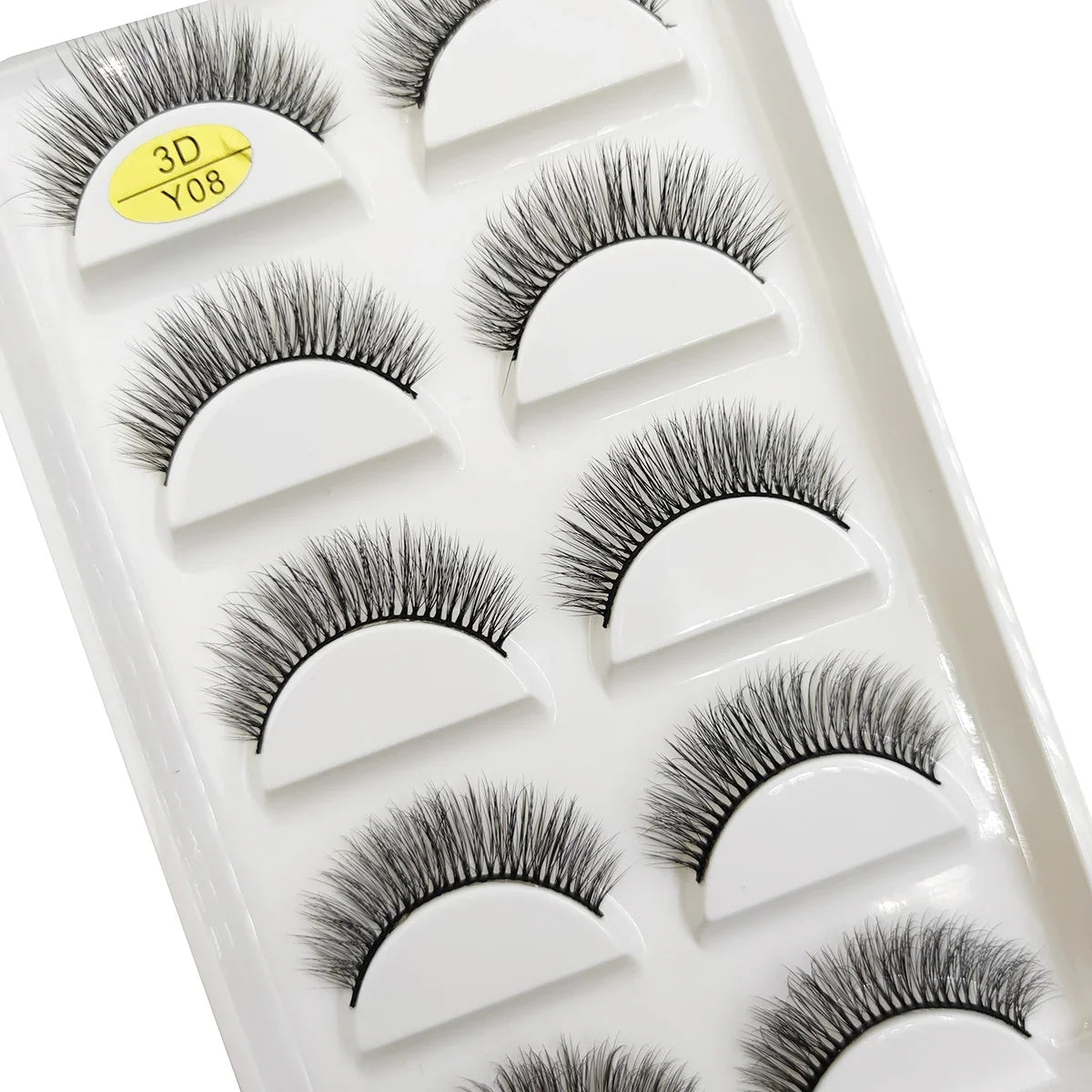 Set of 5 pairs of Blushimmer natural 3D mink false eyelashes with soft wispy, fluffy design for eye makeup and beauty.