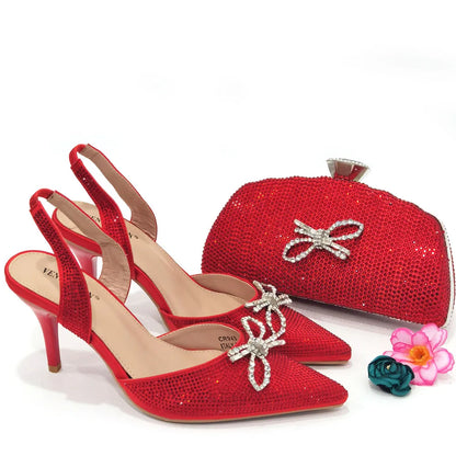 Luxurious EdleessFashion shoes and matching bag set, stylish design with elegant details and coordinated accessories.