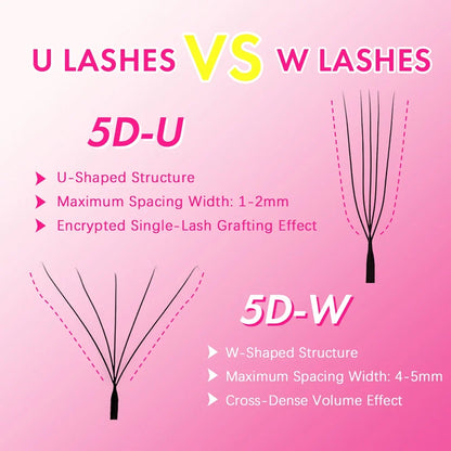 Blushimmer MASSCAKU U-shaped 3D 4D 5D eyelash extensions with C and D curls, natural mink false lashes in premade fan volume style