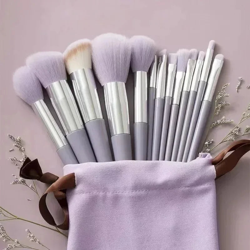 Blushimmer professional makeup brush set with 13 tools, including eyeshadow and eyeliner brushes, for precise cosmetics application.