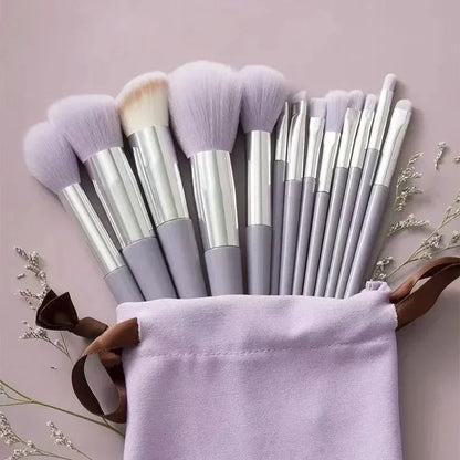 Blushimmer professional makeup brush set with 13 tools, including eyeshadow and eyeliner brushes, for precise cosmetics application.