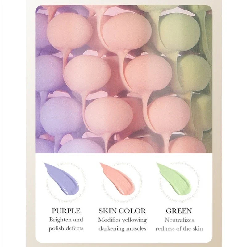 Blushimmer three-color repair and isolation cream protective primer in 40g jar, moisturizing makeup base with soothing tones