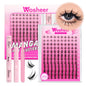 Blushimmer WOSHEER eyelash clusters kit with faux mink individual lashes, lash bond, seal, and remover for DIY eyelash extensions.