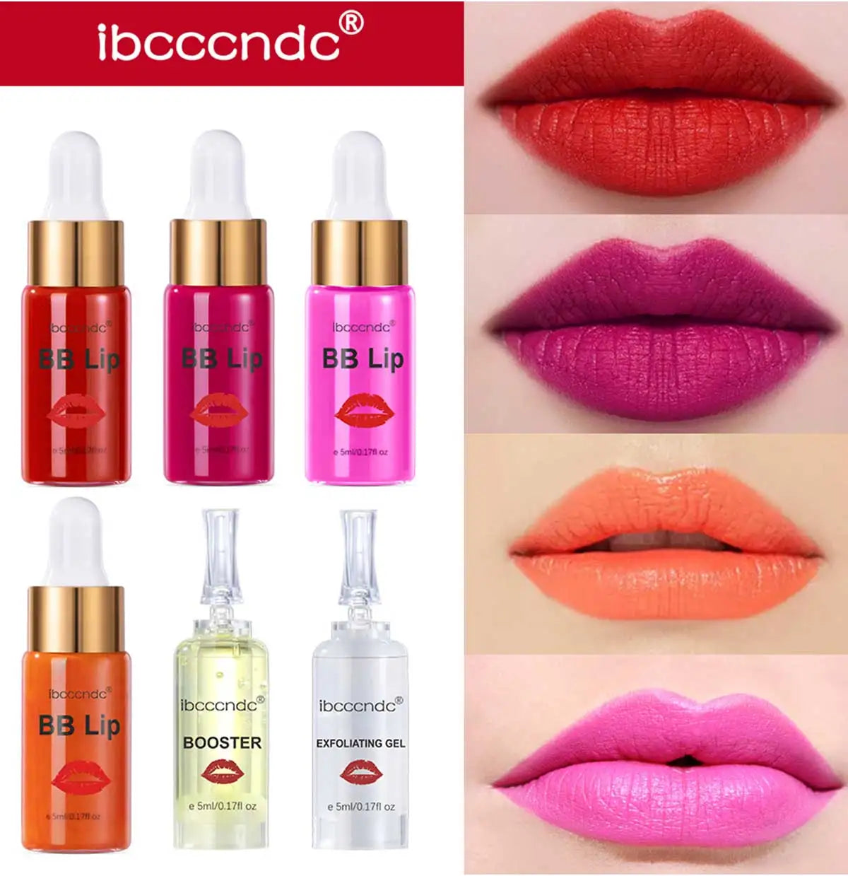 Blushimmer BB Lips Ampoule Serum Starter Set featuring semi-permanent lip tint kit with serum bottles and applicator tools.