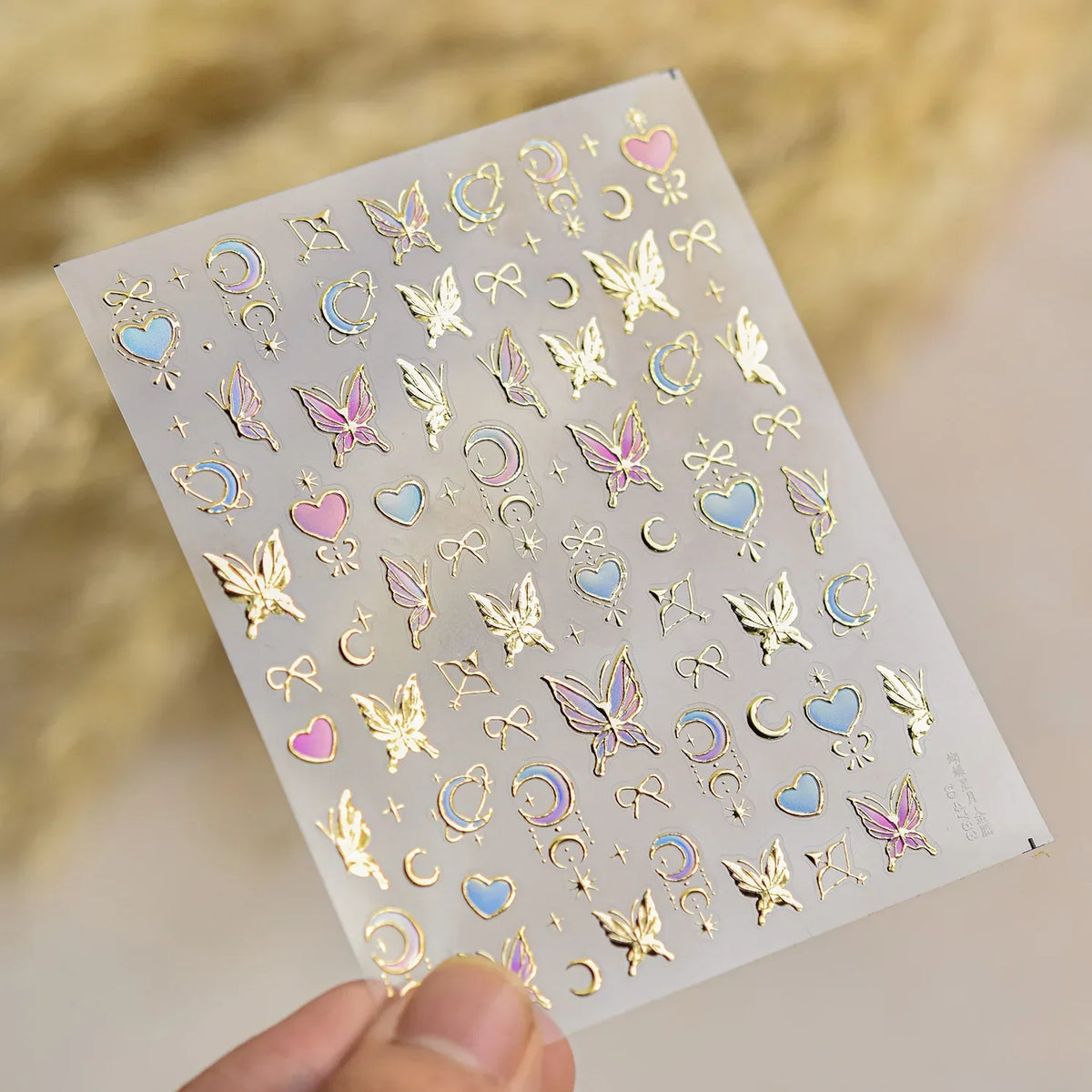 Shiny Jelly Butterfly 5D nail art sticker with rhinestones and insect design for DIY manicures, self-adhesive decorative nail decal.
