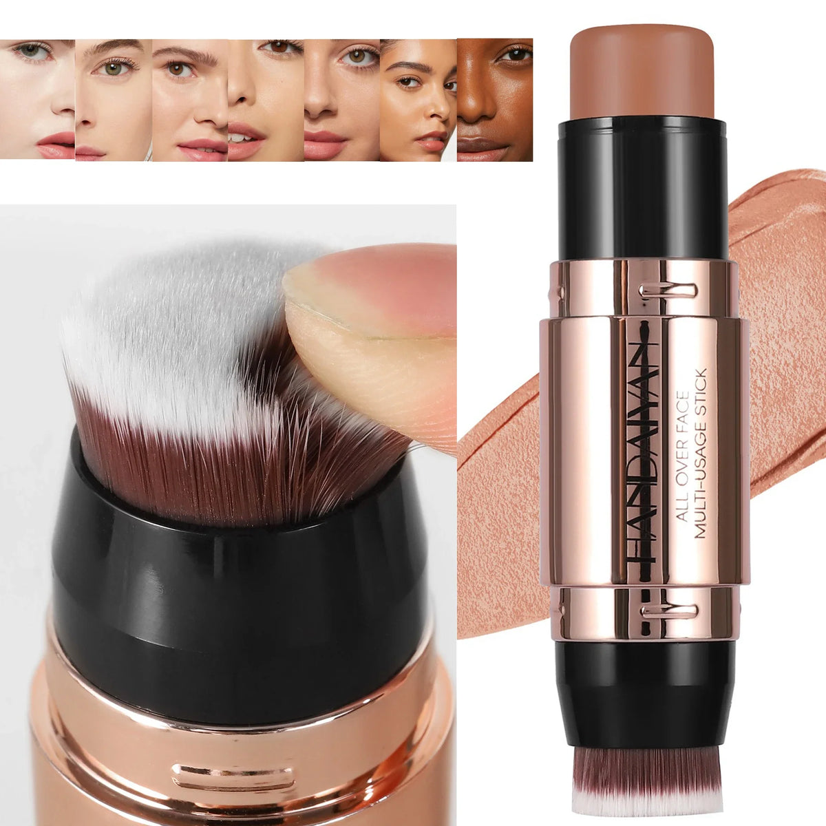 Blushimmer double-head face bronzer contour stick with brush, featuring cream makeup for light and dark shadow contouring.