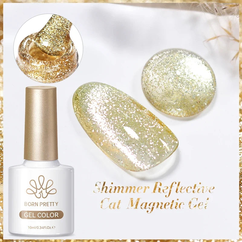 Blushimmer BORN PRETTY 117 Colors Cat Magnetic Gel Nail Polish 10ml with full coverage, semi-permanent manicure, in a sleek bottle.