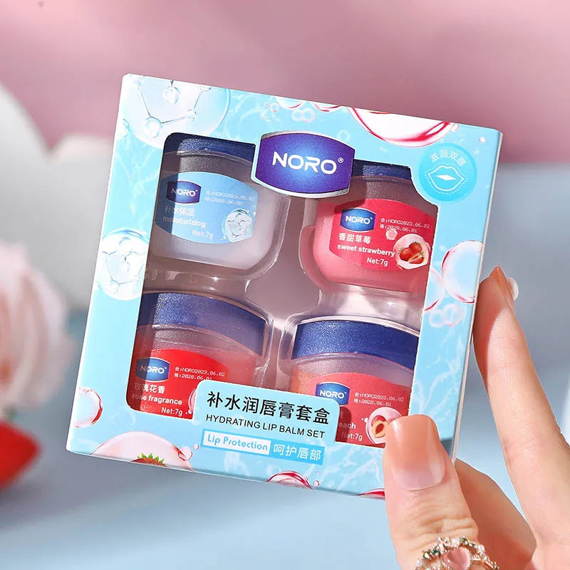 Blushimmer Fruit Series lip balm set with 4, 6, or 8 moisturizing, hydrating, non-sticky lip masks for cracked lips care.