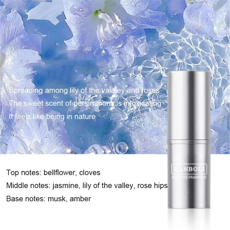Blushimmer solid perfume for men and women with light, natural fragrance, long-lasting, portable solid perfume in a sleek container.