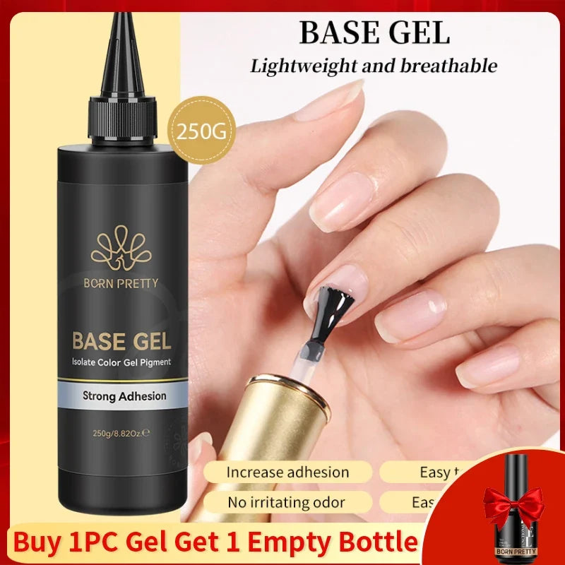 Blushimmer BORN PRETTY 250g milky white jelly nude gel nail polish refill package with translucent clear semi-permanent soak-off UV gel