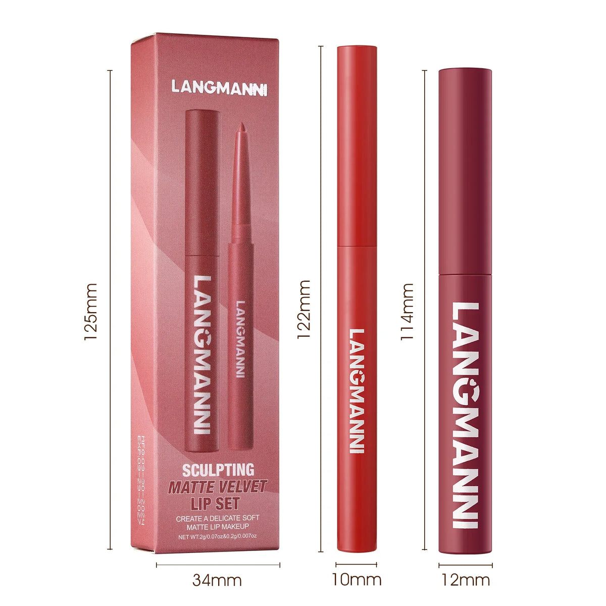 Blushimmer waterproof lipliner and lipstick set with no smudge or fade, featuring a durable, easy-to-apply makeup look.