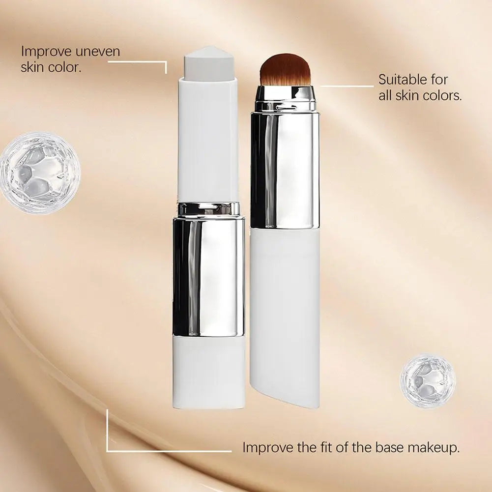 Blushimmer color-changing foundation and concealer stick with dual head brush, lightweight, moisturizing, brightening cosmetic product