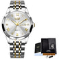 LIGE women's quartz waterproof wristwatch with a sleek design, casual sport style, and military-inspired details.