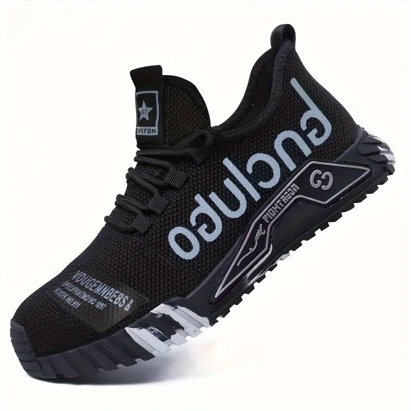 Steel Toe Anti-Puncture Men's Safety Shoes Reinforced Sole Slip Resistant Shoes Man Lightweight Breathable Men's Work Shoes