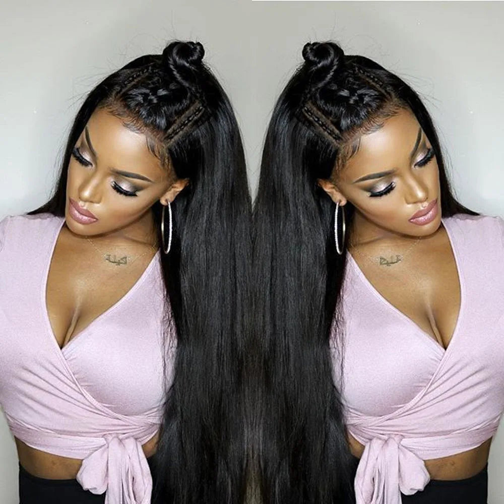 40-inch bone straight human hair wig with transparent lace, full lace frontal, Brazilian human hair, Selvanelle, 250% density
