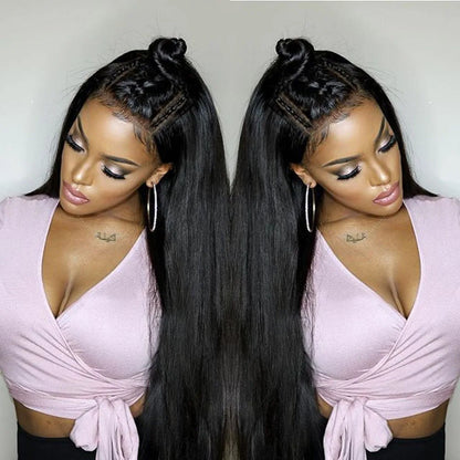 40-inch bone straight human hair wig with transparent lace, full lace frontal, Brazilian human hair, Selvanelle, 250% density