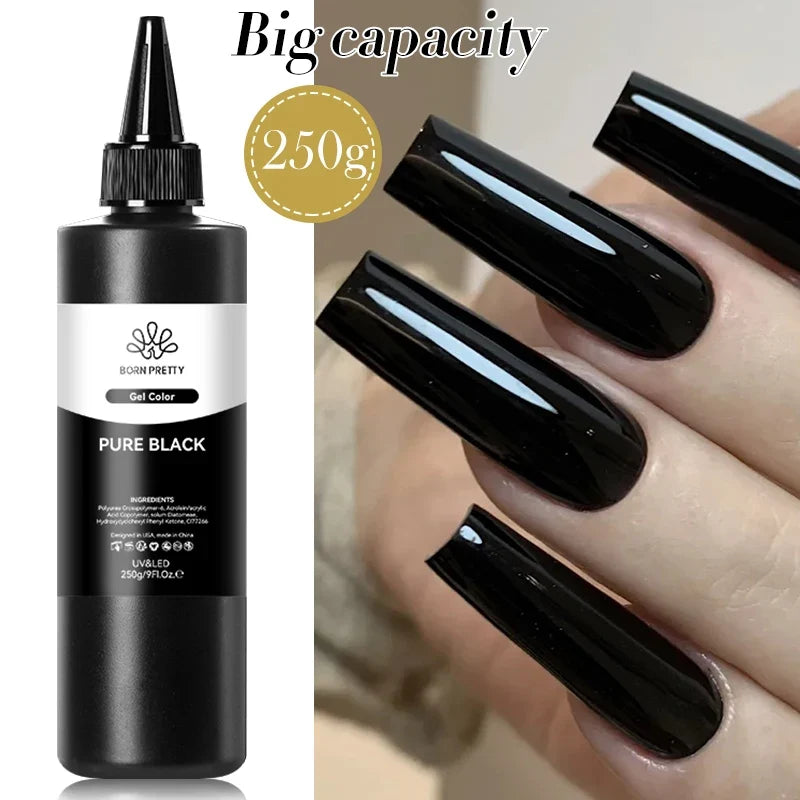 Blushimmer Born Pretty 250g black and white gel nail polish set with semi-permanent, soak-off UV LED gel for nails.