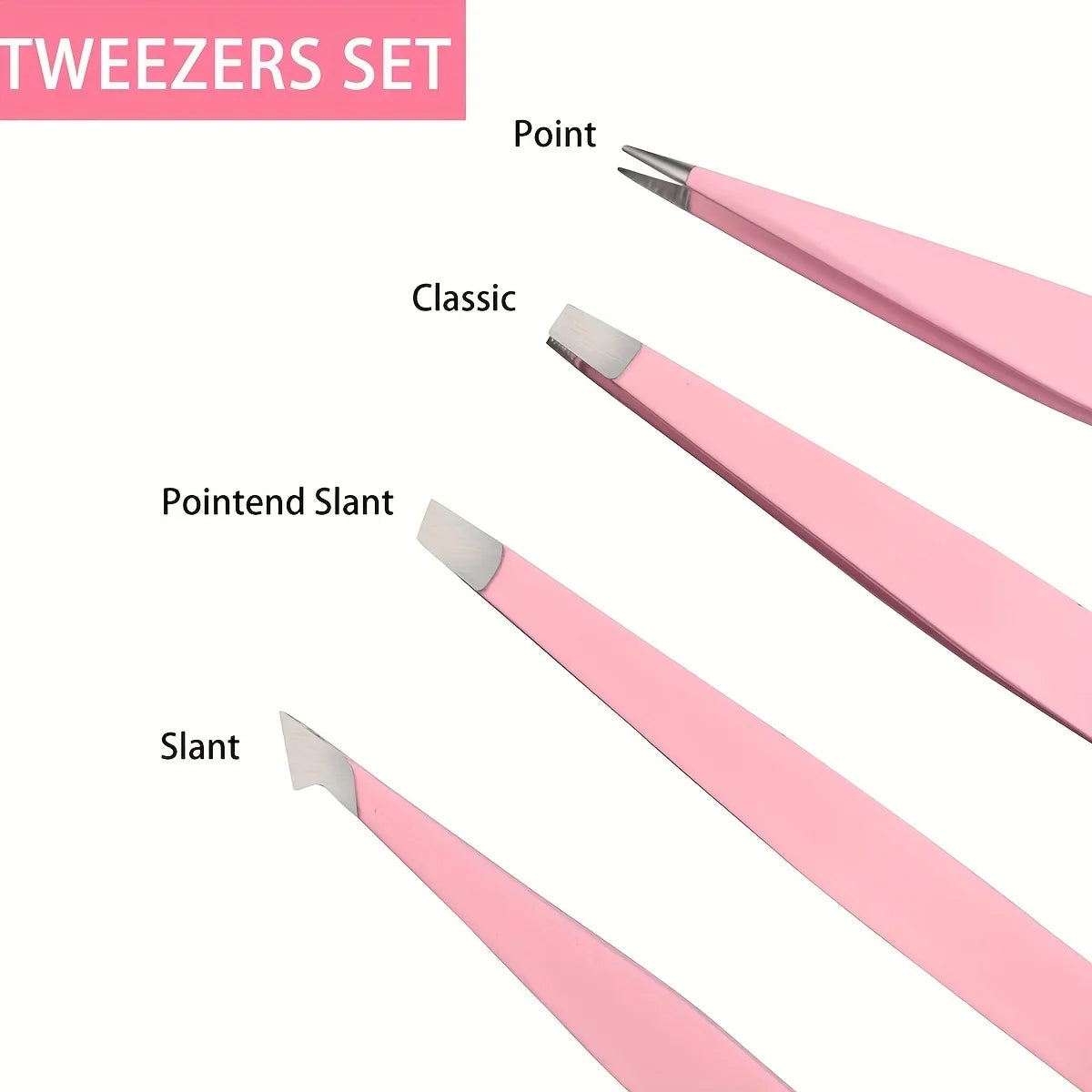 Blushimmer stainless steel eyebrow tweezers set with textured handles, suitable for precise unisex eyebrow shaping.