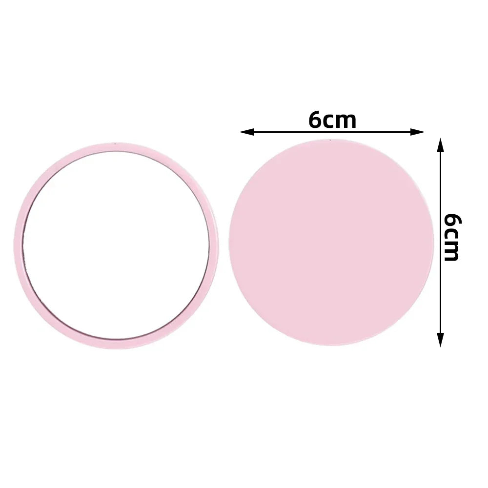Round pocket mirror by Blushimmer featuring custom logo options in red, pink, white, and black for wedding souvenirs and gifts.