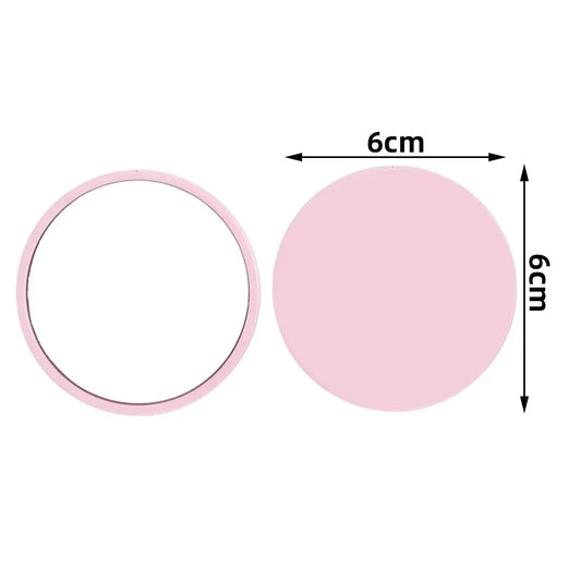Round pocket mirror by Blushimmer featuring custom logo options in red, pink, white, and black for wedding souvenirs and gifts.