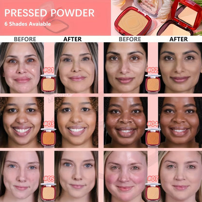 Blushimmer matte pressed powder foundation with puff applicator, full coverage, lightweight, 24-hour fresh wear, matte finish makeup