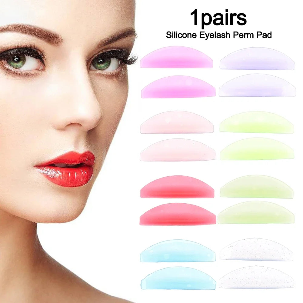 Pair of Blushimmer silicone eyelash perm pads and lifting rods for 3D eyelash curling and lash lifting applications.
