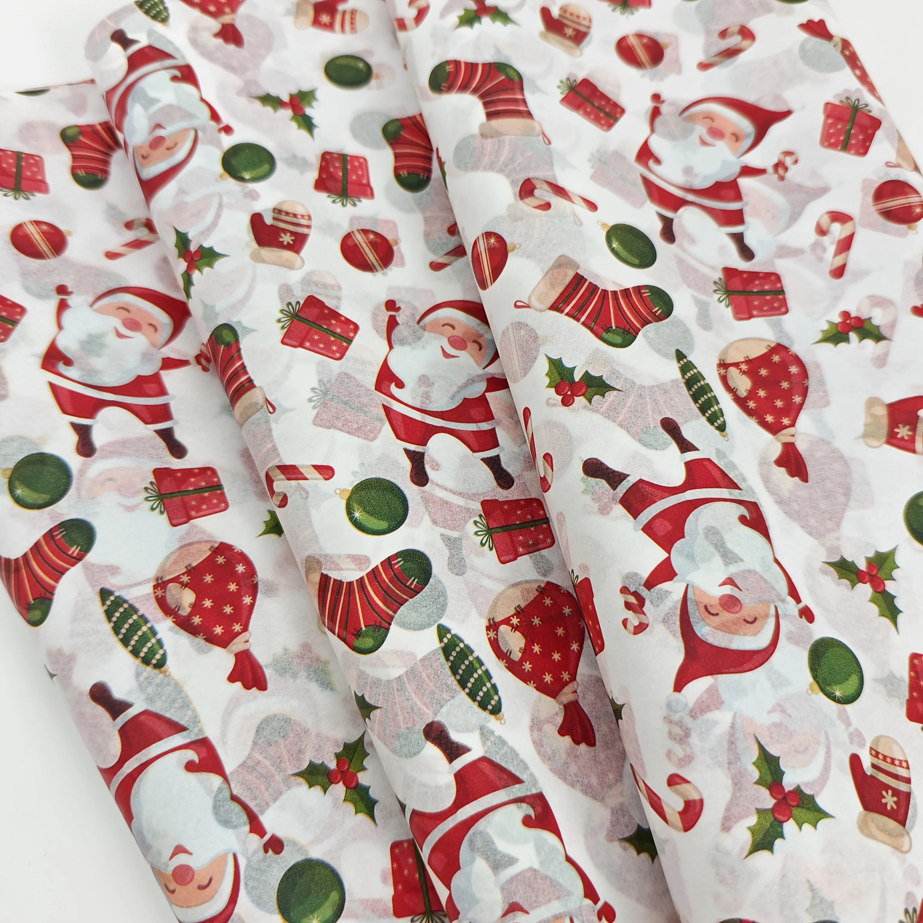 10/20 Sheets, Santa and Christmas Gift Patterned Tissue Paper, Santa, Christmas Gifts, Christmas Stockings, Colored Lights, Christmas Leaves - 19.69inch * 13.78inch , Handmade Wrapping Paper, Fade-Resistant Item Protection, G