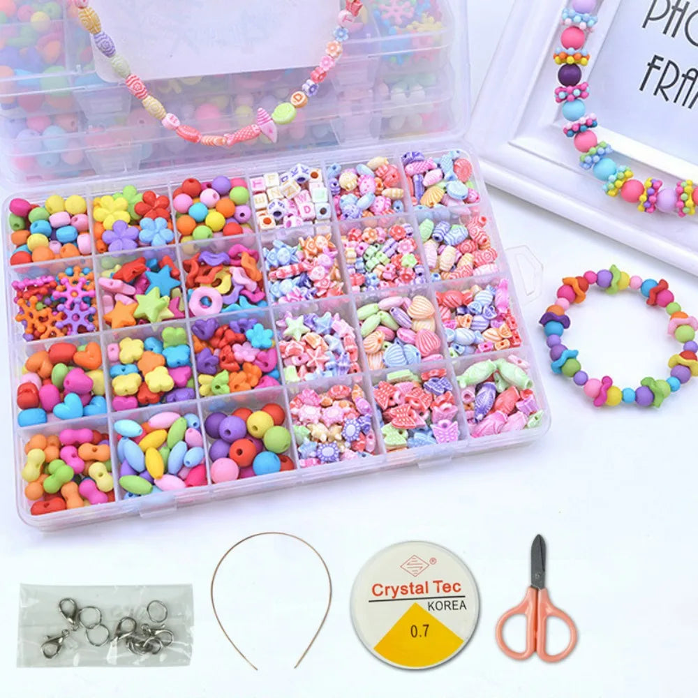 Arts Crafts DIY Handmade Beaded Kit Toy DIY Toy Jewelry Set DIY Making Beads Kit Toy Kawaii Creative