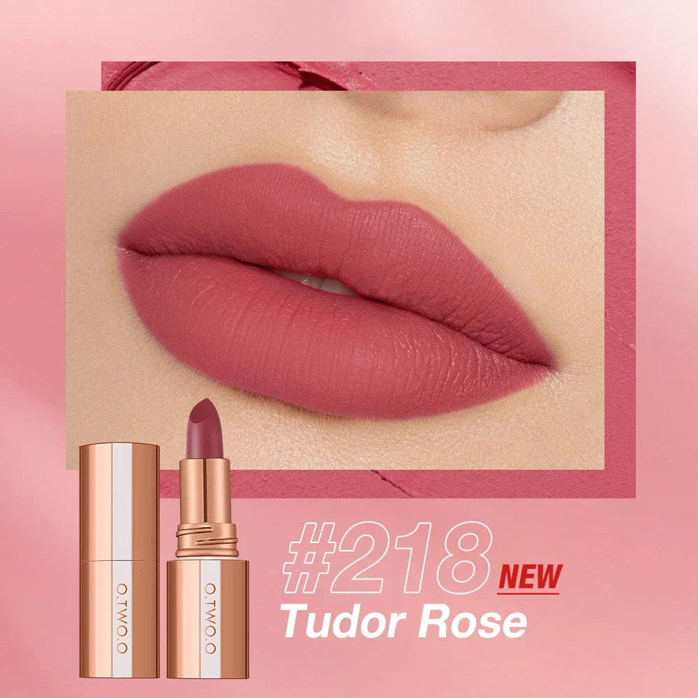 Blushimmer O.TWO.O matte lipstick lip tint in vibrant color, waterproof, long-lasting, highly pigmented, smooth velvet finish.
