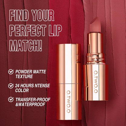 Blushimmer O.TWO.O Matte Lipstick Lip Tint in shade S6145, waterproof, long-lasting, highly pigmented, smooth velvet finish.