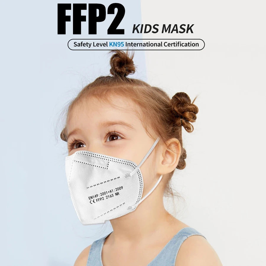 100pcs Kids FFP2 Masks CE Approved Child KN95 mascarillas fpp2 5layer Security Protection Mask Kids Face masque Color ffp2 NR