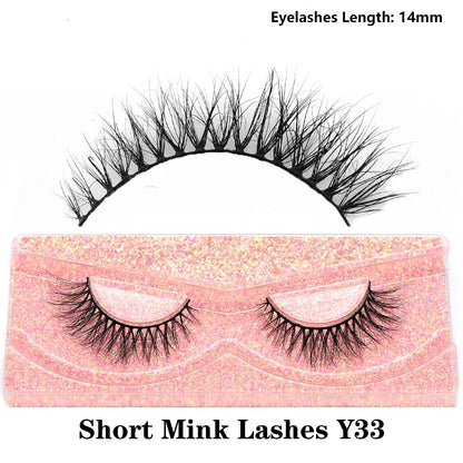 3D Mink Fluffy Half False Eyelashes Natural Soft Lightweight Clear Band Half Eye Strip Lashes Reusable Short Eyelashes Extension