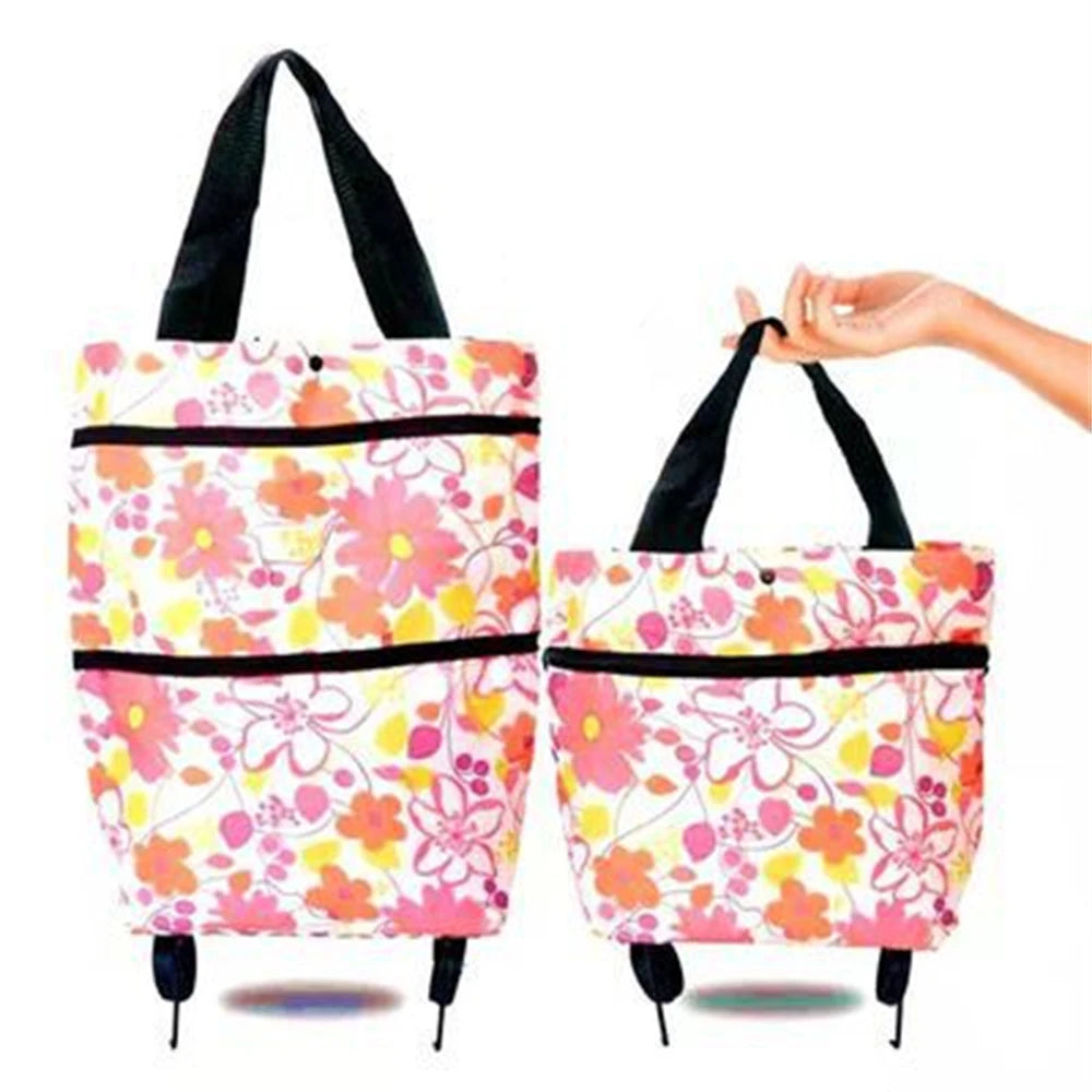1Pcs/lot Big Capacity Grocery Folding Cart with Wheels and Removable Bag Anti-Slip Grips for Grocery