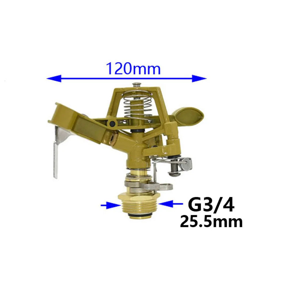 1/2 3/4 inch Metal Pulsating Sprinkler 360 Degree Rocker Arm Rotating Lawn Watering Sprinklers  for Garden Irrigation System 1pc