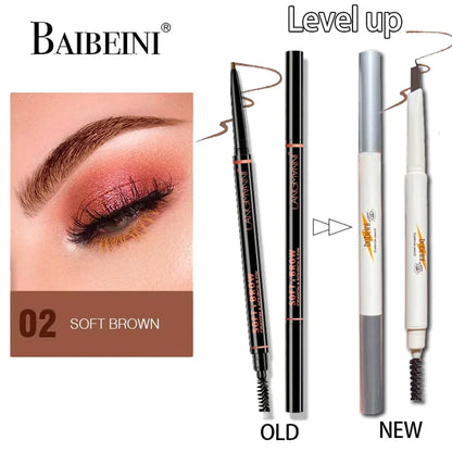 Blushimmer waterproof double-ended eyebrow pencil with brush tip, auto-rotate design, natural contour, suitable for unisex use.
