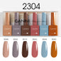 Six 9ml Blushimmer CANNI HEMA-free nail gel polish bottles with vibrant colors for semi-permanent UV and LED gel nails.