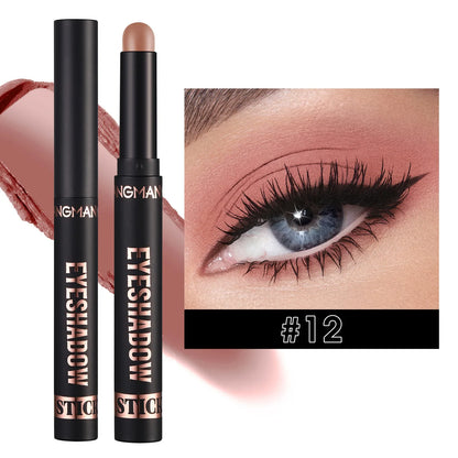 Blushimmer LANGMANNI 16-color pearl eyeshadow stick with waterproof, long-lasting color and face highlight on a white background.