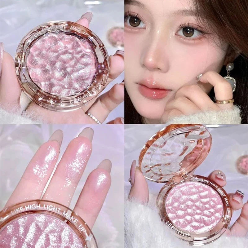 Blushimmer Crystal Bright Light high gloss powder with pearl shimmer for brightening makeup and blush for young girls.