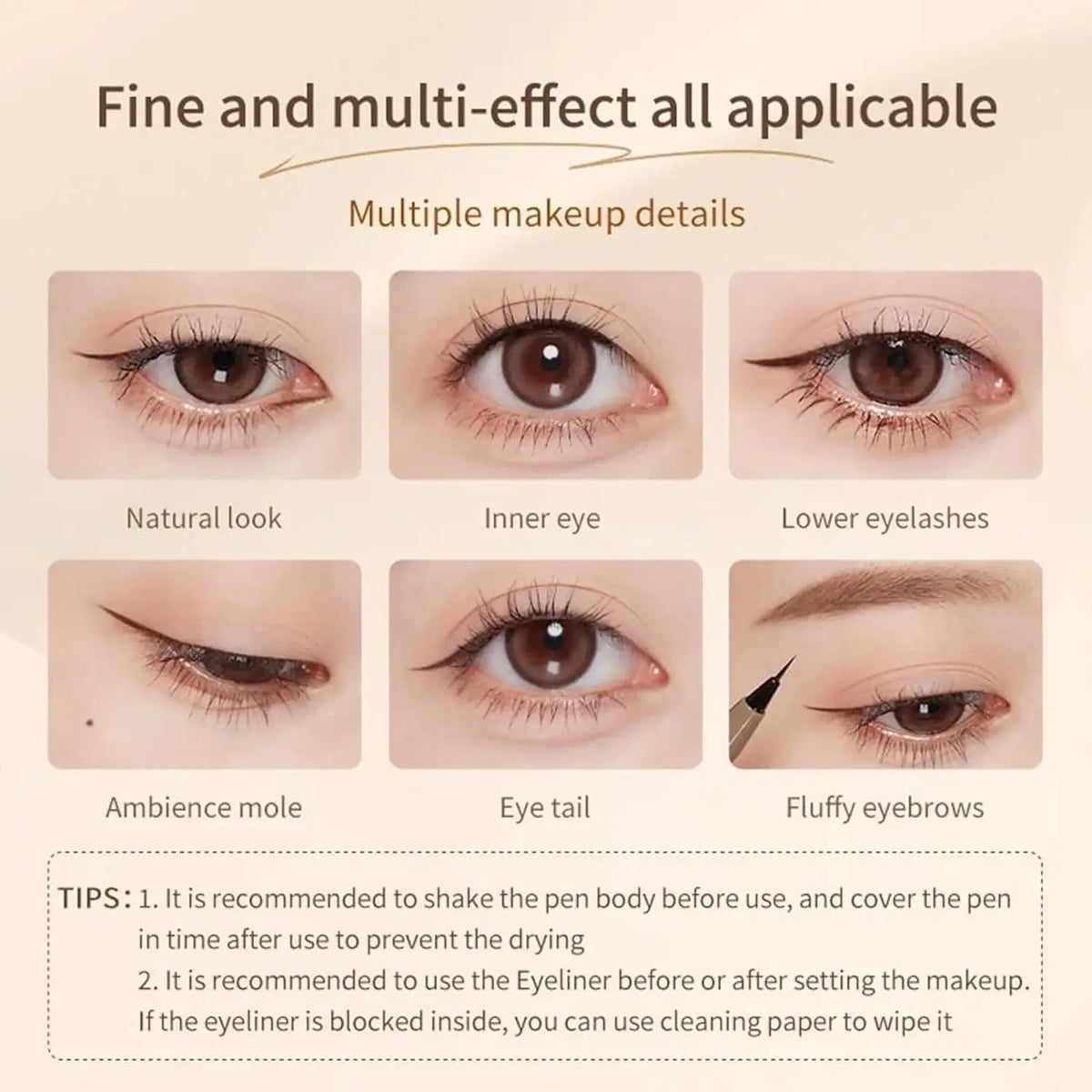 Blushimmer Judydoll liquid eyeliner with ultra-fine tip, waterproof, smudge-proof, long-lasting, smooth application, with strong fibers
