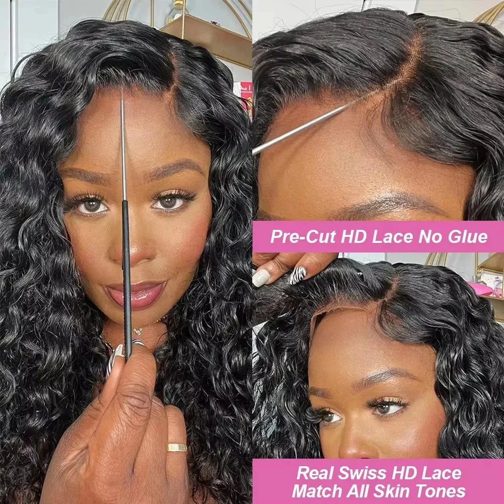 Selvanelle glueless human hair deep wave lace frontal wig with pre-plucked curls and 13x4, 13x6 lace, ready to wear, Vietnamese hair