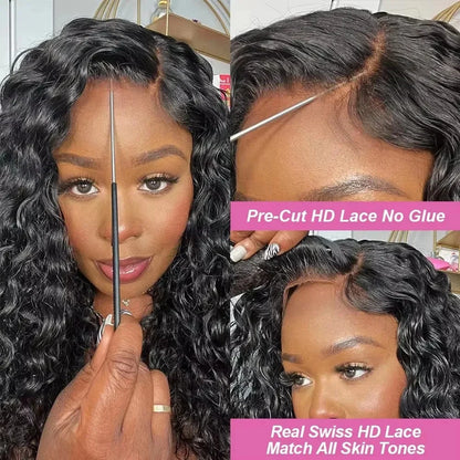 Selvanelle glueless human hair deep wave lace frontal wig with pre-plucked curls and 13x4, 13x6 lace, ready to wear, Vietnamese hair