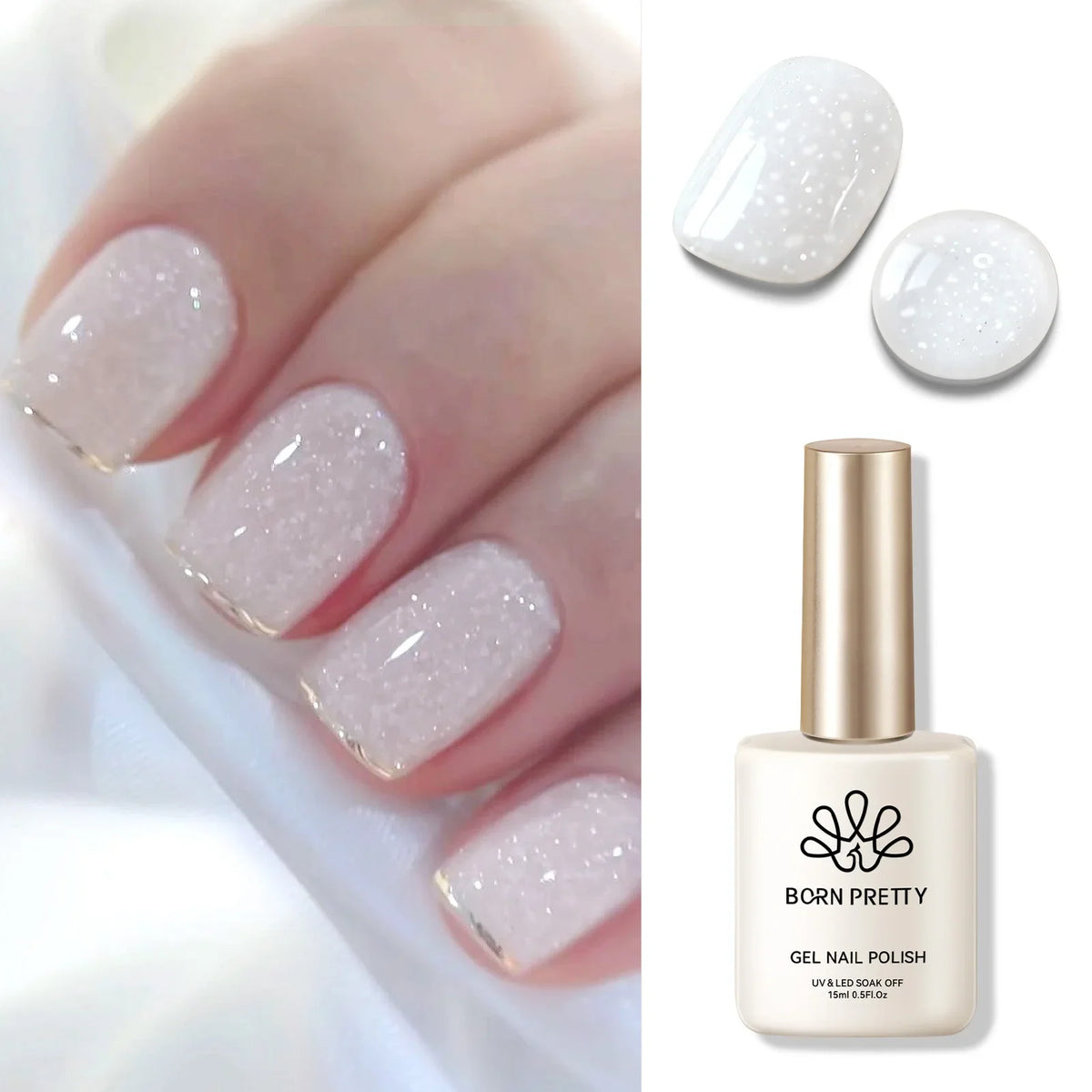 Blushimmer Born Pretty Milky Jelly Rubber Base Gel for gel nail polish, 15ml, nude self-leveling UV soak-off semi-permanent gel