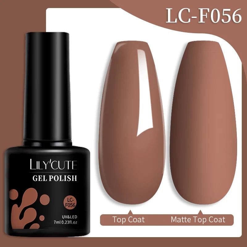 Colorful LILYCUTE 7ml gel nail polish bottle from Blushimmer with semi-permanent, long-lasting UV gel varnish for manicure and nail art.