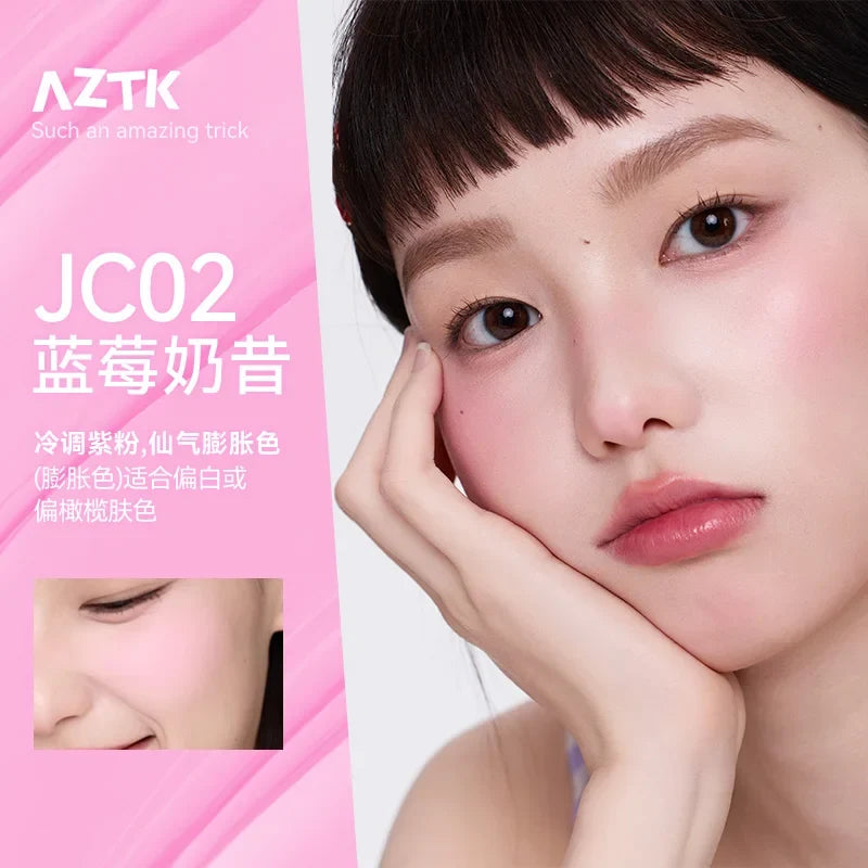 Blushimmer AZTK liquid blush in JC04 shade, moisturizing cheek makeup with long-lasting, natural color and smooth, blendable texture.