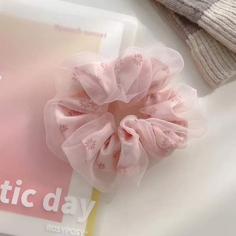 1/3 piece - Sweet summer net-like bob hairstyle large intestine hairband for women. Early spring hair tie, new trendy style, ele
