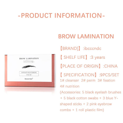 Blushimmer hot brow lift perming kit with keratin lotion, cling film, and tools for eyebrow lifting and lamination at home.