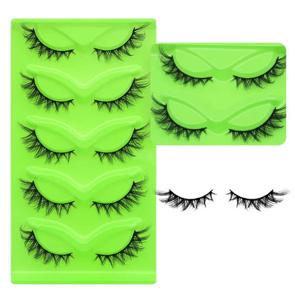 DINGSEN Blushimmer 5 pairs of fluffy, wispy cat eye mink strip eyelashes, natural long false eyelashes for a subtle, elegant look.