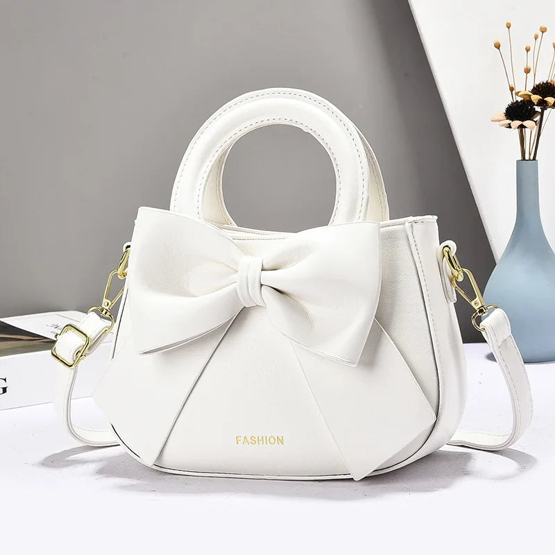Elegant Korean Style Butterfly Knot Women's Bags Soft PU Leather Shoulder Bag for Women Fashionable Trendy Small Handbag women